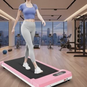 Loopband Walking Pad met Helling - Elektrische Onder Bureau Treadmill 1-8 km/u - Compact & Stil - 2,5 PK - LCD Display - Voor Thuis & Kantoor - Roze - Designbest (9508617357261)