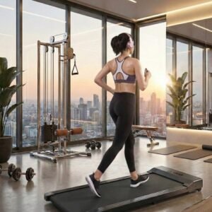 Loopband voor Thuis & Onder Bureau - Elektrische Walking Pad 0,75 PK tot 8 km/u - Compact & Stil - LED-Display met Afstandsbediening - Draagvermogen 110 kg - Zwart - Designbest (9508461858693)