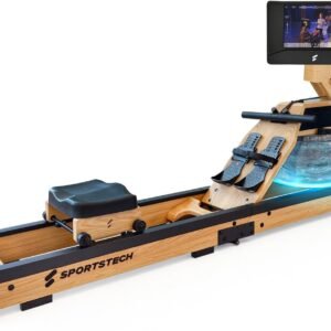 Sportstech AquaElite_OAK_V2_10 roeitrainer met water voor thuis, inklapbaar, LED-watertank, 10" display met app, 360° draaibaar (4250795246718)