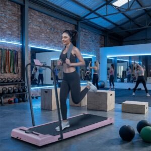 Treadmill 12 km/u Onder Bureau & Met Handvat -PowerWalk Pro SL9H - Walking Pad Loopband voor Thuis & Kantoor - Stil, Compact, 2-in-1 - 2,2 PK Motor - LED Display-Roze - Designbest (9502728789898)