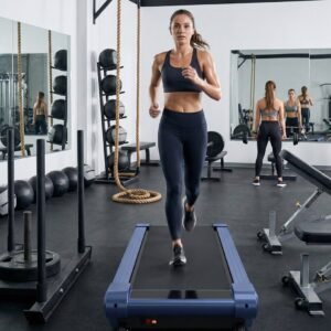 Walking Pad met Automatische Helling 14% - Slimme Onder-Bureau Loopband 1-6 km/u - Extra Groot Loopvlak - Stille Borstelloze Motor - App & LED Verlichting - Voor Thuis & Kantoor - Blauw - Designbest (9507698511555)