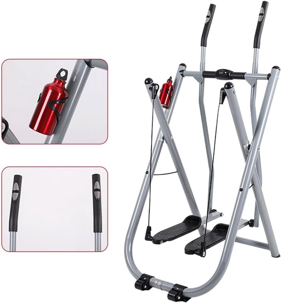 Elliptische Crosstrainer - Hometrainer Opvouwbaar - Cardio Workout - Ruimtebesparend Design - 250 lbs draagvermogen - Zilver (9101163080227)