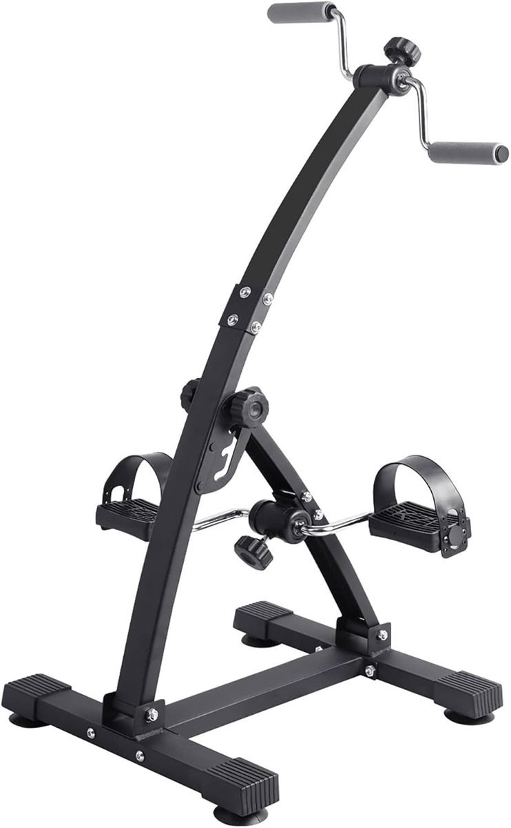 Hometrainer Arm Beenoefenfiets - Mini Fiets Trainer - Thuis Fitness - Verstelbare Weerstand - 93x41x41cm - Zwart (9101163759840)