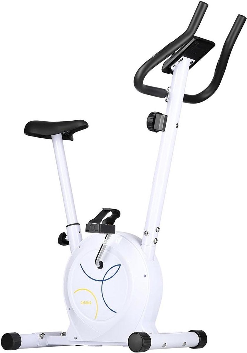 Hometrainer magnetisch - Indoor fiets - Cardio training - 8 krachtniveaus - 83 x 50 x 120 cm - Wit-zwart (9101251663554)
