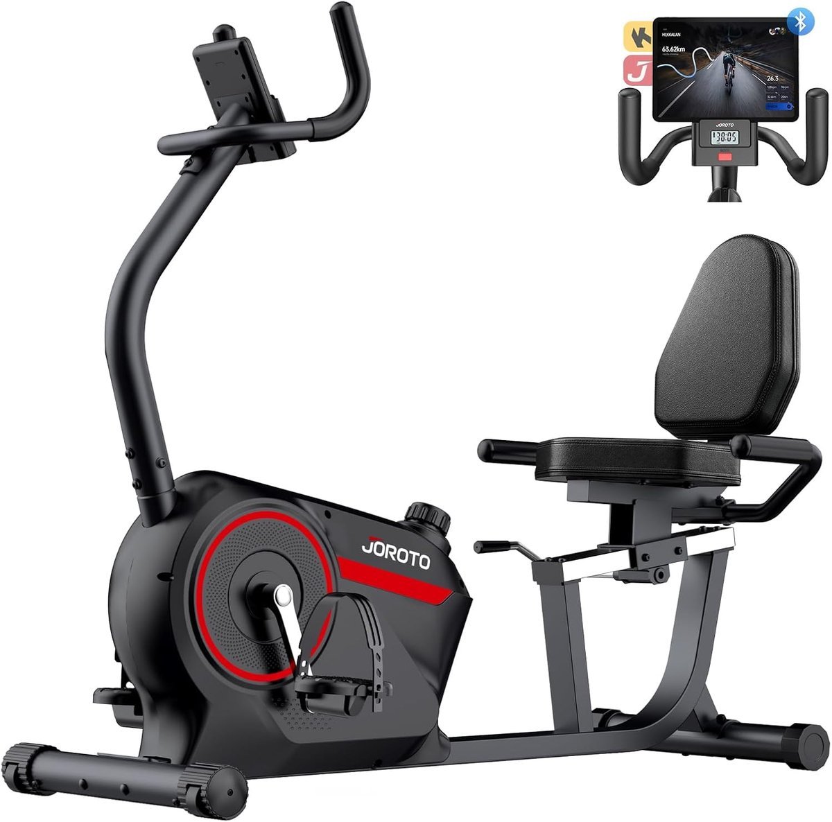 Ligfiets Hometrainer - Magnetische Hometrainer - Cardiotraining Thuis - 16 Weerstandsniveaus - 134x63x103 cm - Rood (9101167223149)