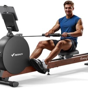 MERACH Roeitrainer van Echt Hout - Magnetische Weerstand 60kg - Zelfvoorzienend (Self-Powered) - Dubbele Rails - Automatische Weerstandaanpassing - Slimme App-bediening & Zelfopwekkende Stroom (6978235148368)