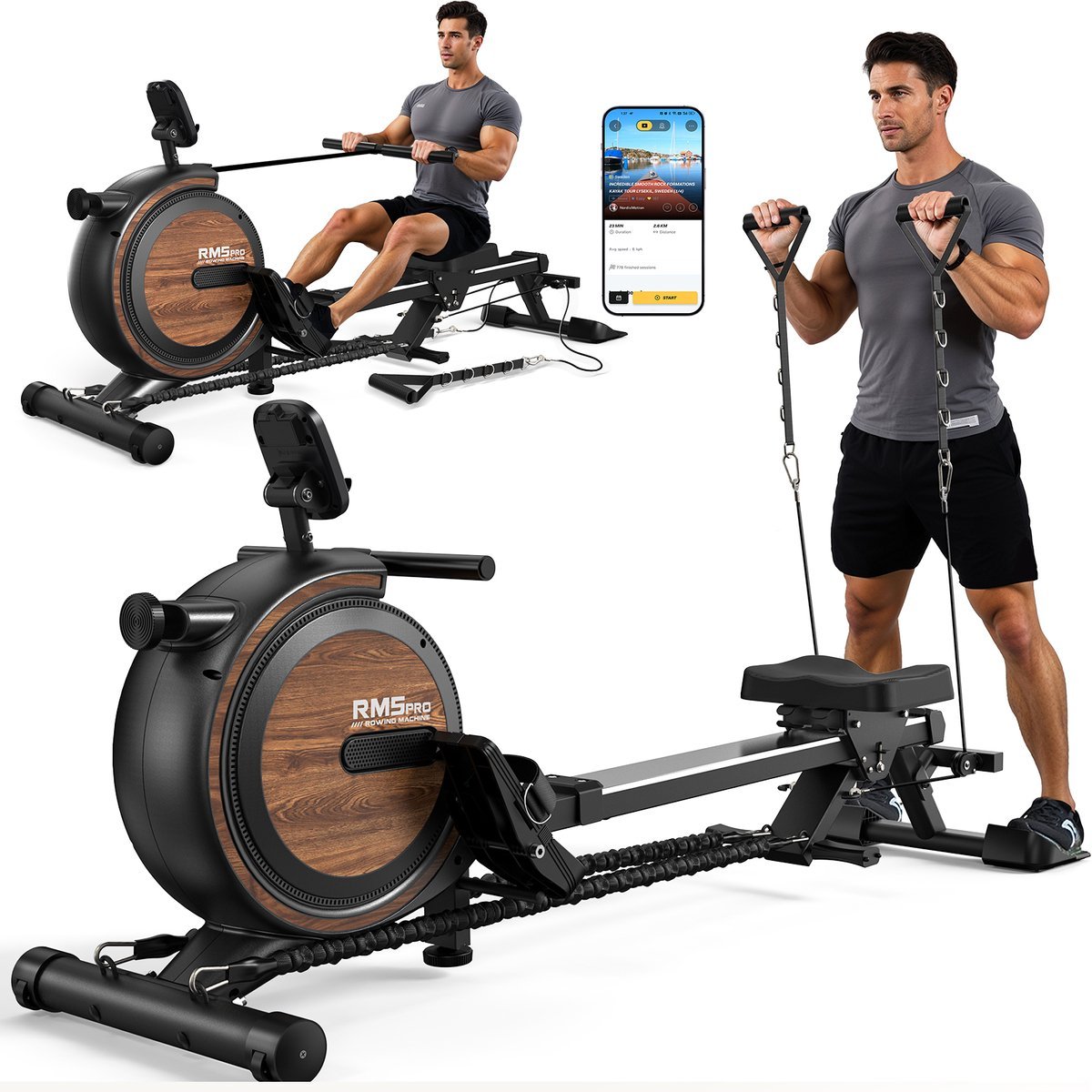 MettleMatic Roeimachine voor Thuis - Roeitrainer + Krachttraining - Magnetisch - Bluetooth - 16-Traps Weerstand (6976909980290)