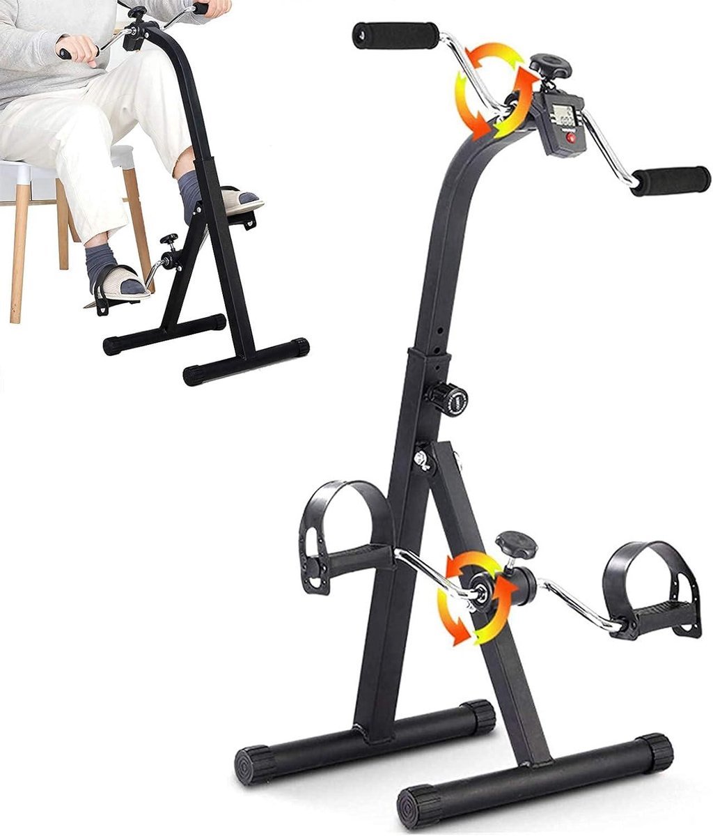 Oefenfiets Ouderen - Mini Hometrainer - Thuis Revalidatie - Opvouwbaar Ontwerp - 92 cm Max Hoogte - Zwart (9101251664520)
