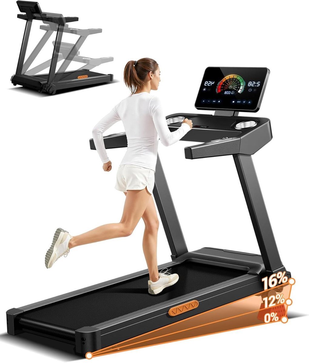 Opvouwbare Loopband - Thuistrainer Hometrainer - Thuis Trainen - 16% Handmatige Helling - 180 kg Draaggewicht - Zwart (9101197705608)