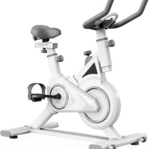 Hometrainer Fiets - Indoor Bike - Thuis Fitness - Stille Magneetweerstand - 85 x 47 x 105 cm - Wit (9101342891712)