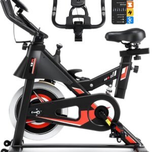 Hometrainer Fiets - Spinbike Ergometer - Thuis Sporten - Stille Riem Aandrijving - 150 kg Belasting - Zwart (9101224044571)
