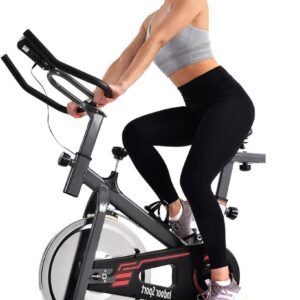 Hometrainer Fiets - Spinning Fiets Hometrainer - Cardio Training - Stille Riem Aandrijving - 10 kg Vliegwiel - Rood (9101228161991)