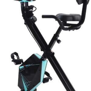 Hometrainer Fiets - Stationaire Fiets Ligfiets - Binnen Trainen - Opvouwbaar X-Frame - 113 cm Hoog - Blauw (9101228029161)