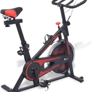 Hometrainer - Fitnessfiets Spinningfiets - Thuis Sporten - Stelbare Zadel Handvatten - Max 100kg - Zwart Rood (9101342885513)