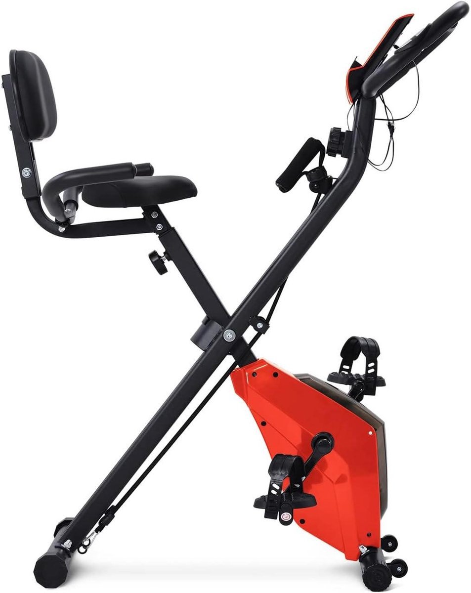 Hometrainer - Indoor fiets Stationaire fiets - Cardio training - Magnetische weerstand - 175 cm - Rood (9101223927264)
