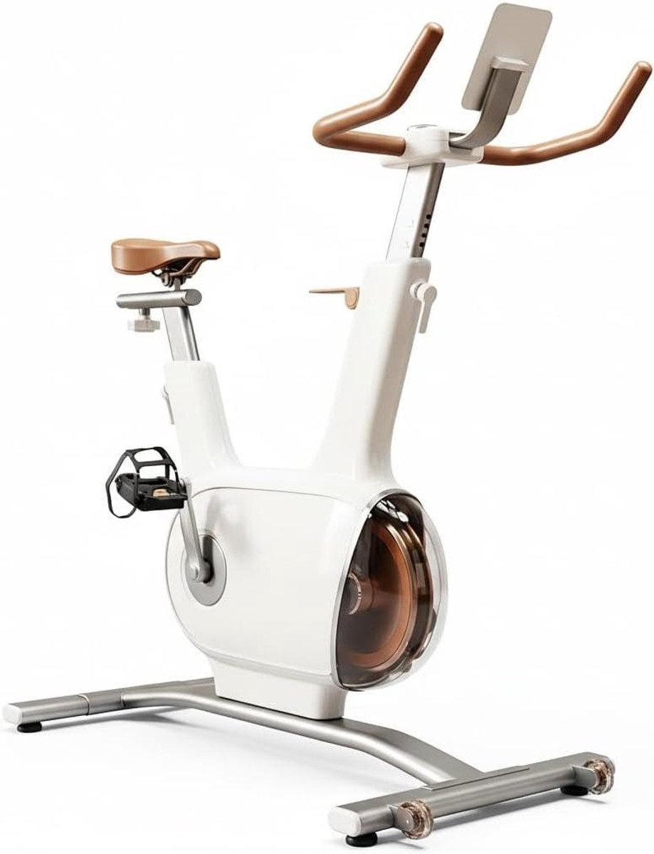Hometrainer - Indoorfiets - Thuis trainen - Stille riemaandrijving - Max 130kg - Beige (9101231516993)