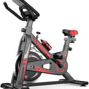 Indoor Fiets - Hometrainer Fitness - Cardio Training - Stille Riem Aandrijving - 150kg Max - Zwart (9101233079090)