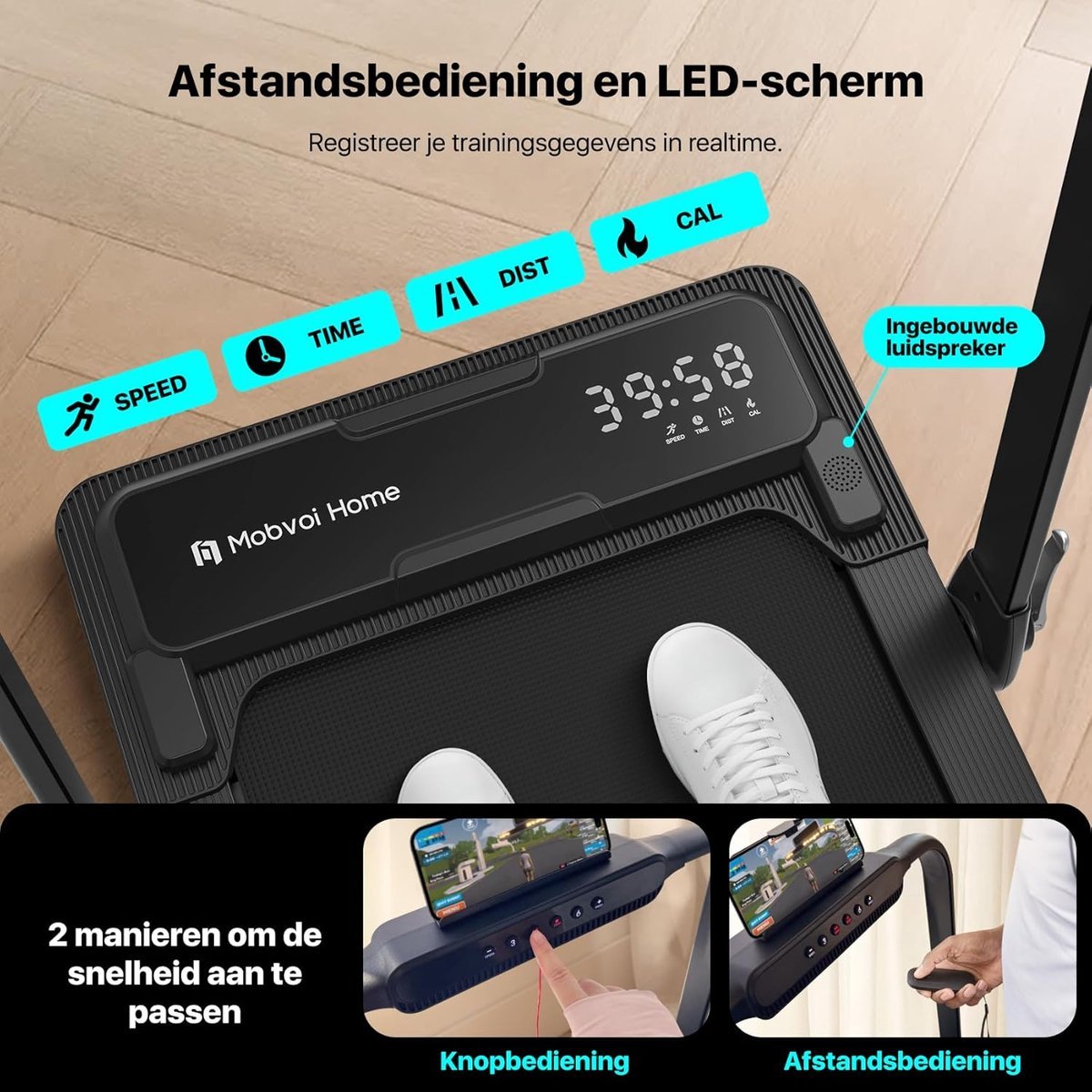 Loopband Inklapbaar - 3-in-1 Treadmill - Walking Pad voor onder Bureau - 1-12 km/u - 6% Helling - 2.5 PK Motor - Belastbaar tot 120 kg - Met Afstandsbediening & LED-display - Compact & Opvouwbaar - Fitnessapparaat voor Thuis & Kantoor (8721541104744)