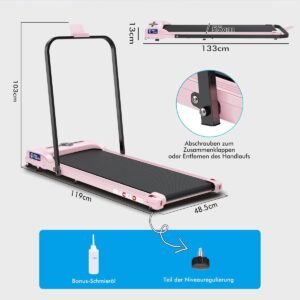 Loopband voor Thuis & Onder Bureau - House&Garden Walking Pad inklapbaar 2-in-1 met Bluetooth, LED Display, Afstandsbediening en Fluisterstille 2.2 PK Motor - Compacte Elektrische Treadmill tot 120KG - Roze (9506173469114)