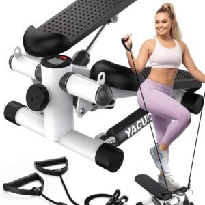 Mini Stepper - Trapmachine Hometrainer - Thuis Fitness - Met Weerstandsbanden - Tot 136 kg - Wit (9101308338091)