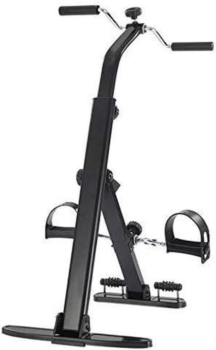 Opvouwbare pedaaltrainer - Mini hometrainer - Fitness revalidatie - Verstelbare spanning - 77-95 cm hoog - Zwart (9101230727703)