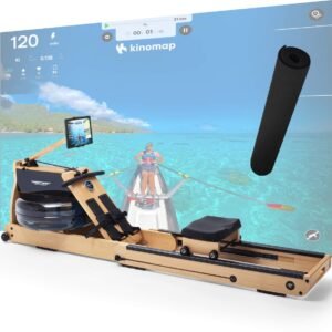 Roeitrainer WP 5000 voor thuis opvouwbaar - roeimachine van hout, hybride water-magneetsysteem, Kinomap, Bluetooth, incl. Bodembeschermingsmat (4044163051765)