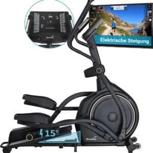 Skandika crosstrainer Carbon P30-S - Elliptische trainer voor thuis, met helling, tot 150 kg, 32 weerstandsniveaus, Bluetooth, app compatibel | Fitnessapparaat, trainingsapparaat voor duurtraining (4262393519385)