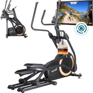 Skandika crosstrainer voor thuis Carbon P25-G - inklapbare crosstrainer, zeer stil, met generator - verbruikt geen stroom, 32 niveaus, compatibel met Kinomap-app, compact, cardio, elliptische trainer tot 150 kg (4262393519378)