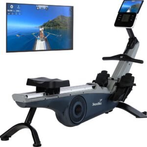 Skandika roeitrainer Freki - Roeitrainer voor thuis in studio-kwaliteit, 10-niveau magnetische weerstand, 8 kg vliegwielsysteem, compatibel met Kinomap app, rechtop te zetten, tot 200 cm | Fitnessapparaat (4260709567839)