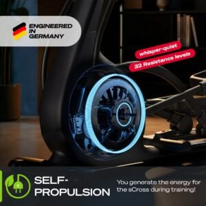 Sportstech sCross - Crosstrainer - Magnetisch - 32 weerstandsniveaus - 48 cm paslengte - Zelfopwekkende energie - LED-display - Tablethouder - Zwart/Zilver (4250795248521)