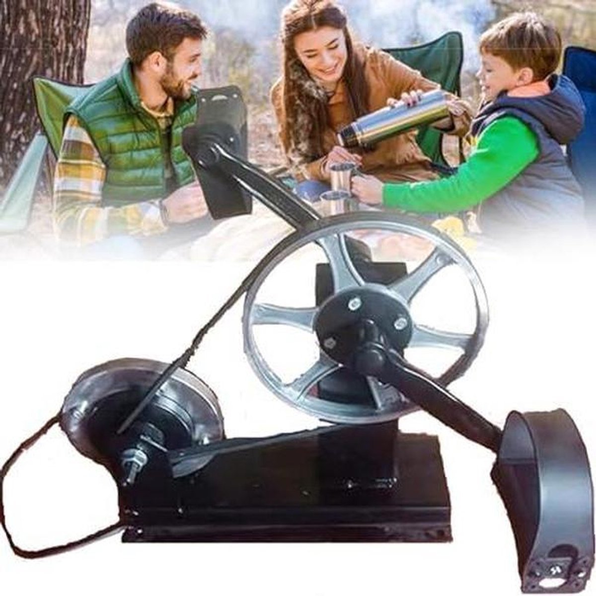 Draagbare Hometrainer - Stroom Generator - Thuis Trainen Opladen - Automatische Weerstand - 34 x 15 x 35 cm - Zwart (9101221220060)