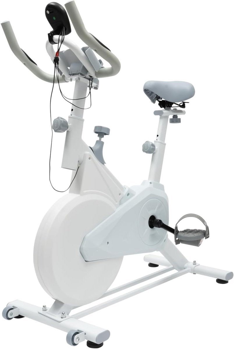 Hometrainer Fiets - Indoor Fiets - Cardio Training - Verstelbare Weerstand - 4kg Vliegwiel - Wit (9101216308308)