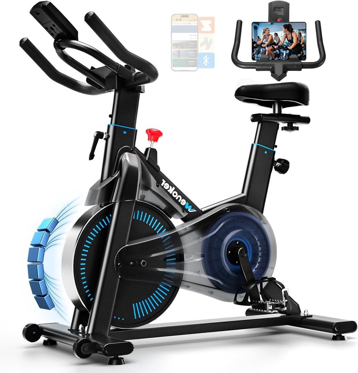 Hometrainer Fiets - Indoor Fiets Ergometer - Thuis Trainen - App Connectiviteit - 91 x 46 x 110 cm - Blauw (9101215253357)