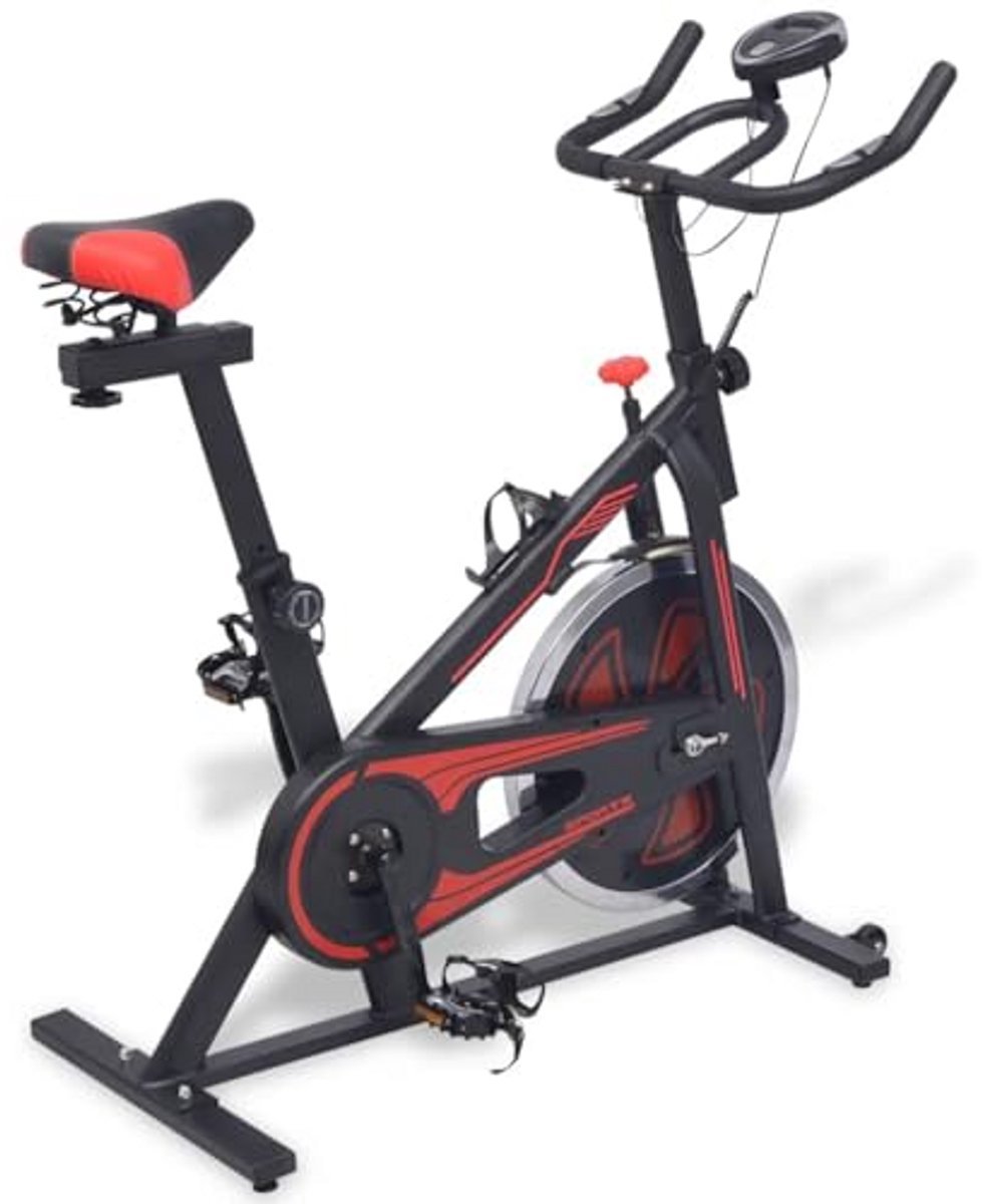 Hometrainer - Fitnessfiets Binnen - Effectief Trainen - Hartslagmeters - Verstelbaar - Wit/Zwart/Rood (9101303000610)