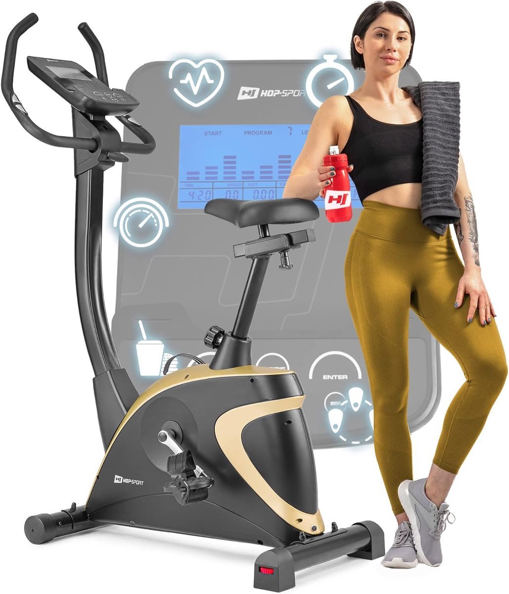 Hometrainer - Fitnessfiets Ergometer - Thuisconditie Verbeteren - 16 Weerstandsniveaus - 150 kg Max - Goud (9101305857908)