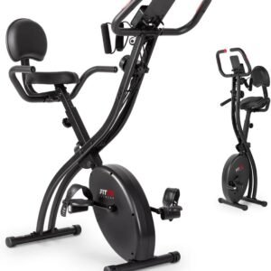 Hometrainer met Rugleuning - Fitnessfiets Opvouwbaar - Cardio Training - Met Elastische Touwen - 8kg Vliegwiel - Donkergrijs (9101156479397)