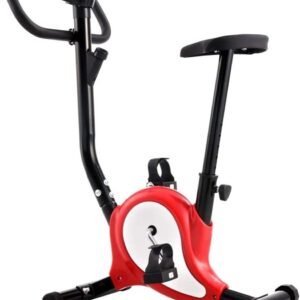 Hometrainer met riem - Fitnessfiets binnen - Thuis sporten - LCD computerdisplay - 64 x 41 x 104 cm - Rood (9101328988566)