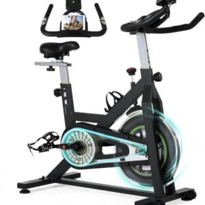 Hometrainer voor thuis - Spinbike Indoor - Dagelijkse training - Stil vliegwielsysteem - 130 kg max - Zwart Rood (9101304181905)