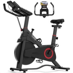 Indoor Cycle - Hometrainer Fiets - Thuis Sporten - Stille Riem Aandrijving - Max 150 kg - Zwart/Rood (9101421397968)