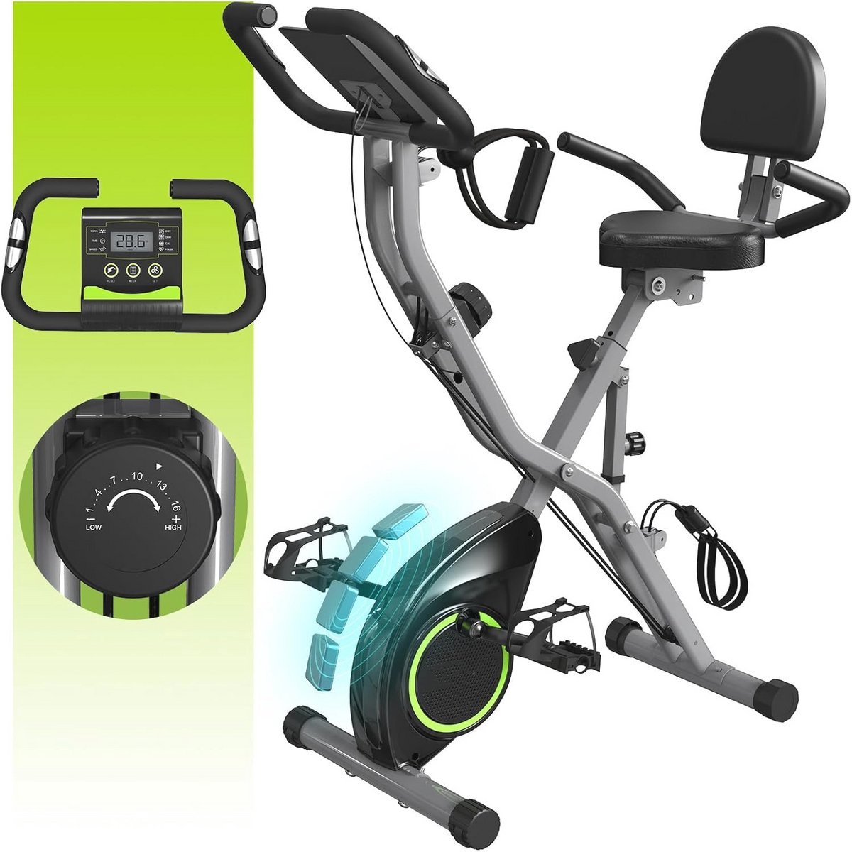 Indoor hometrainer voor senioren met 5-in-1 functies en 16 niveaus weerstand (9101034943859)