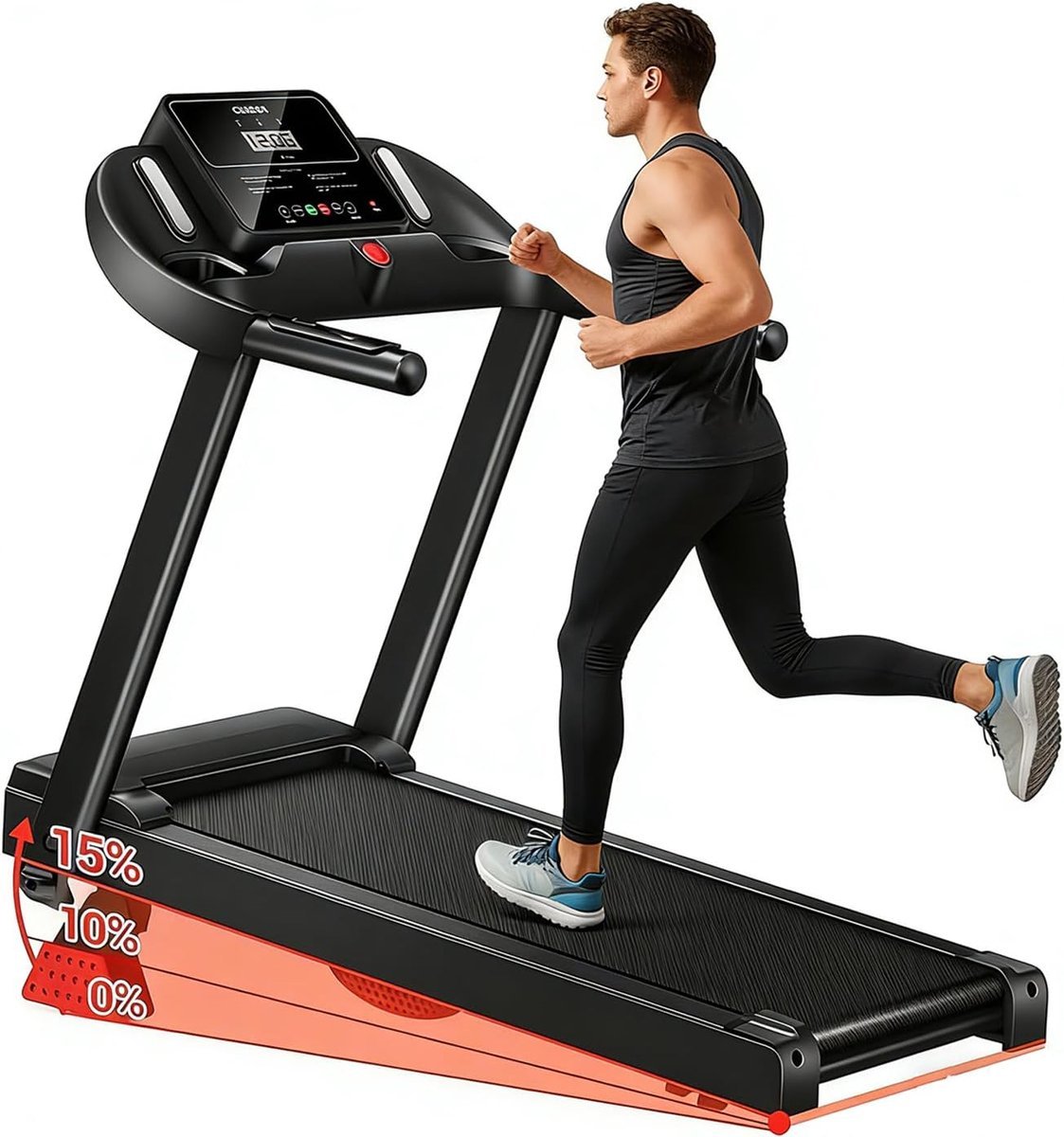 Inklapbare Loopband - Hometrainer Fitness - Cardio Training - 15% Hellingshoek - 3.0 PK Motor - Zwart (9101268031728)