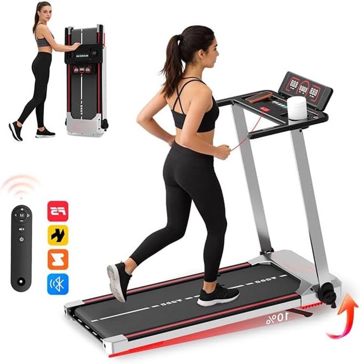 Inklapbare Loopband - Hometrainer Fitness - Thuis Trainen - 12 Trainingsprogramma's - 121x57x102cm - Zwart (9101267530246)
