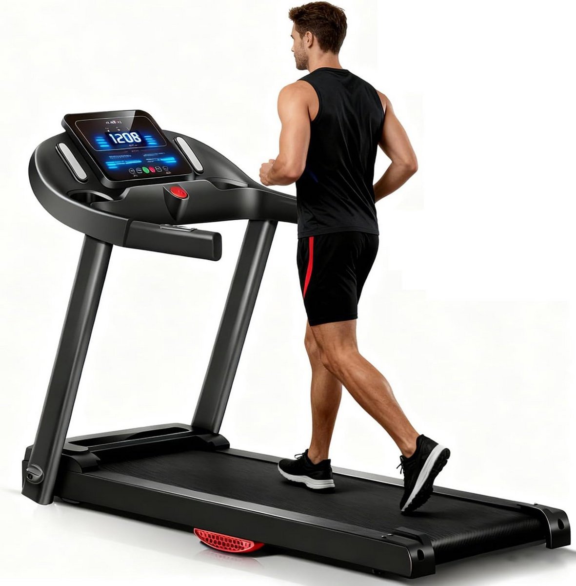 Inklapbare loopband - Hometrainer - Thuis sporten - 15% helling functie - 136 kg capaciteit - Zwart (9101268030691)