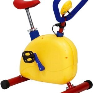 Kinder Trainingsfiets - Mini Hometrainer - Binnen Sporten - Verstelbaar Zadel - Tot 70 kg - Rood en Geel (9101364297202)