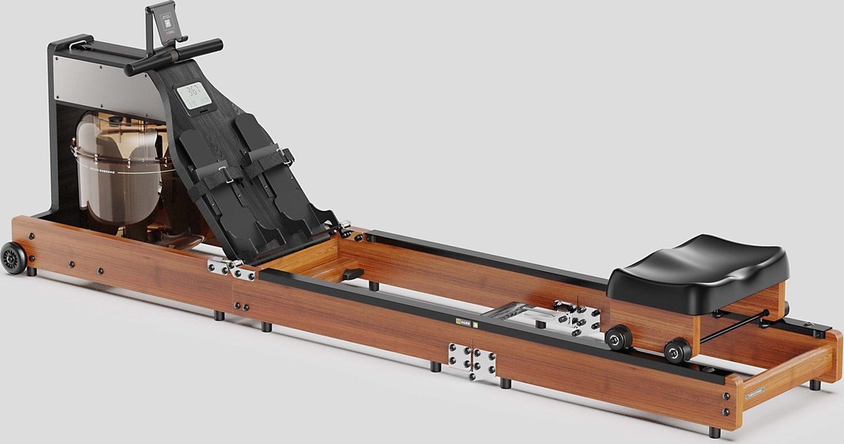 KingSmith WR1 - Water Roeitrainer - Natuurlijke Waterweerstand - Houten Design Frame - Realistische & Stille Roeibeweging - Inklapbaar en Ruimtebesparend - LCD Trainingsdisplay - Geschikt voor Full Body Workout Thuis (6970492714744)