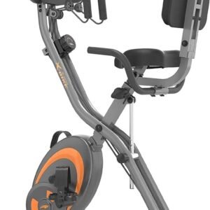 Leikefitness Fietstrainer, inklapbare hometrainer, fitnessfiets, multifunctionele ergometer, fitnessapparaat voor thuis met 12-traps weerstand, hartslagmeter, trekbanden, voor cardio (2940030819112)