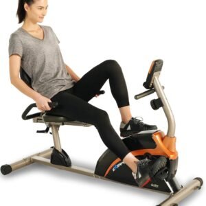 Ligfiets - Hometrainer - Cardio Training - 8 Weerstandsniveaus - 300 lbs Capaciteit - Goud Zwart (9101300108630)