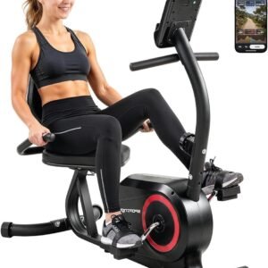 Ligfiets Hometrainer - Indoor Fiets - Thuis Trainen - Interactieve App Connectie - 8 Weerstanden - Rood Zwart (9101248856365)