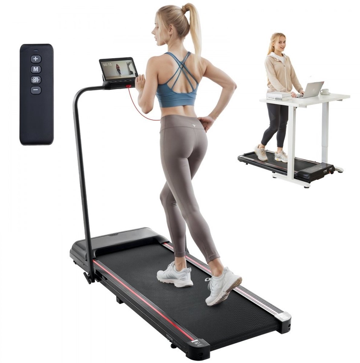 Loopband - Bureauloopband en looppad 2-in-1 - Opvouwbaar - Snelheid 1-12 km/u - Motor 2,5 pk - Afstandsbediening & LED-display - Draagvermogen 120 kg - Onder het bureau (6152723741723)
