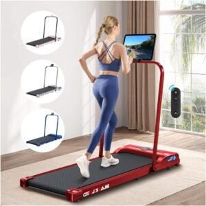 Loopband - Hometrainer - Thuis sporten - Met Bluetooth speaker - 120 kg capaciteit - Rood (9101244100172)